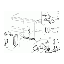 Wkładka górna drzwi bocznych przesuwnych Ducato BZ/DS (94-02 - rozstaw średni, ściana boczna wysoka, wersja angielska)