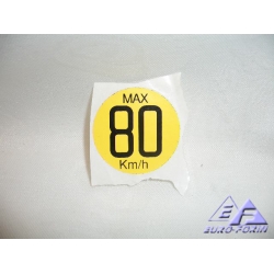 Tabliczka, naklejka na koło zapasowe " MAX 80km/h " / Fiat Alfa / Lancia.